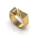 Anel de Moedas Antigas Masculina Retangular com zirconias
