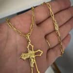 Corrente de Moeda Antiga Cartier + Pingente Cruz Vazada