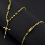Corrente e Pulseira de Moeda Antiga Cadeado + Pingente Cruz Palito