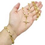 Corrente e Pulseira de Moeda Antiga Tijolinho + Pingente Cruz Palito