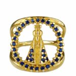 Anel de Moeda Antiga Nossa senhora Aparecida C/36 pedras muda cor laterais